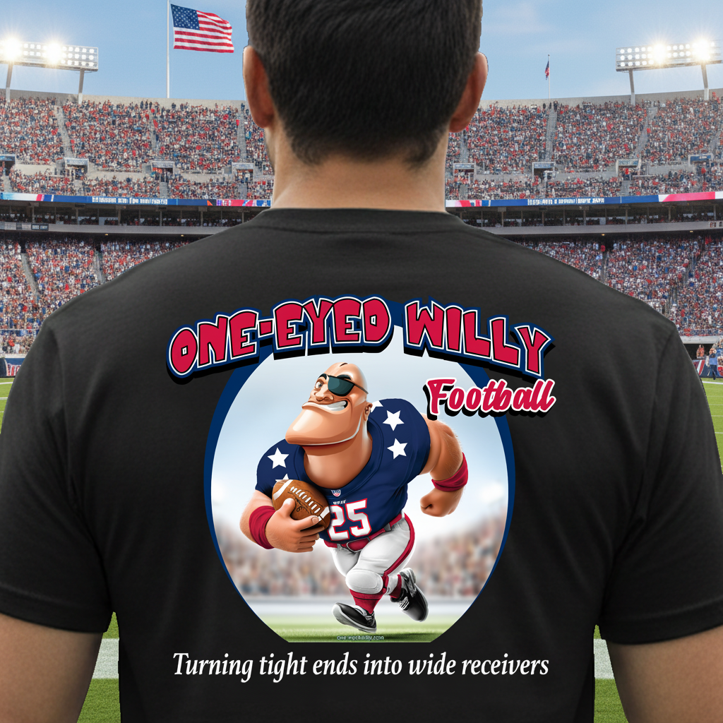 One-Eyed Willy Football USA - Red White Blue Stadium Background